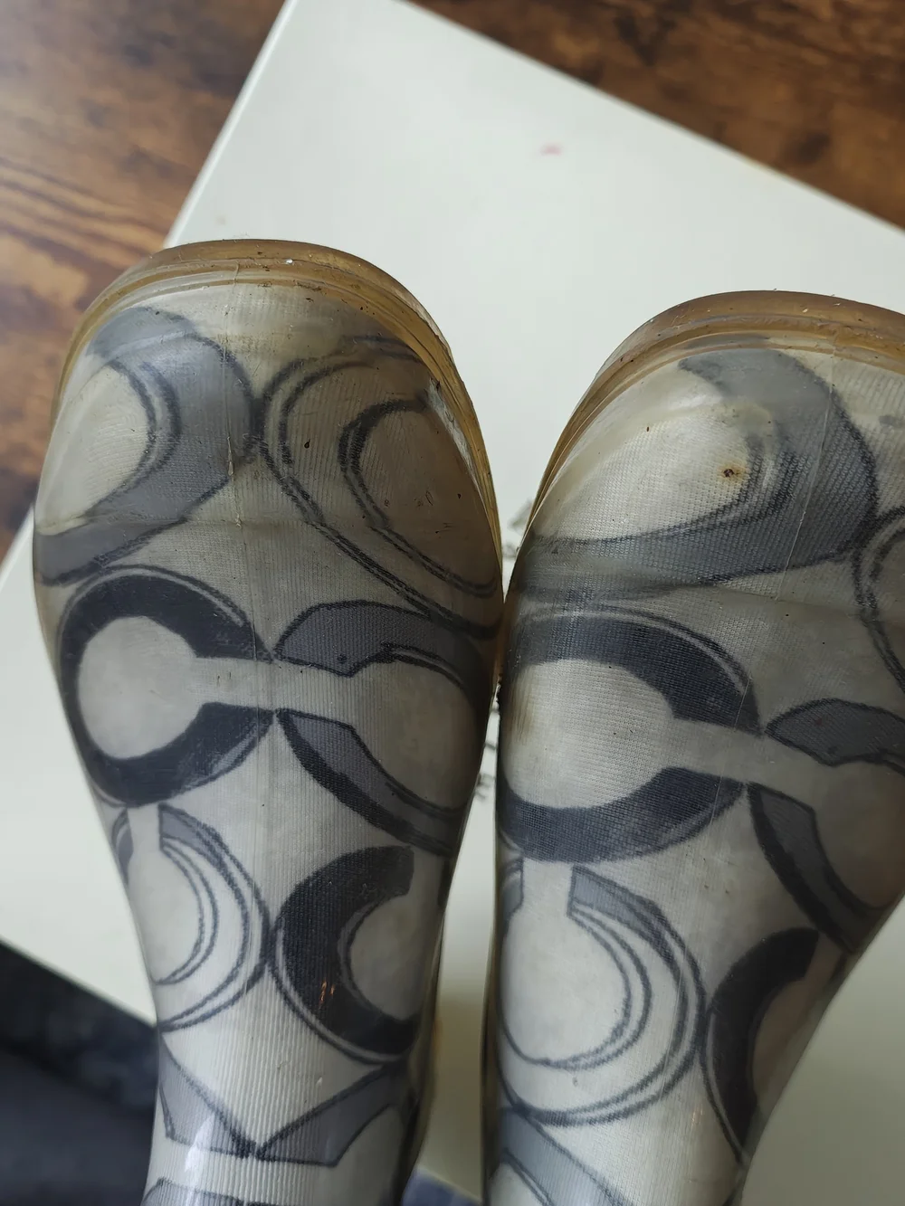 Coach Gray Signature Logo Rain Boots